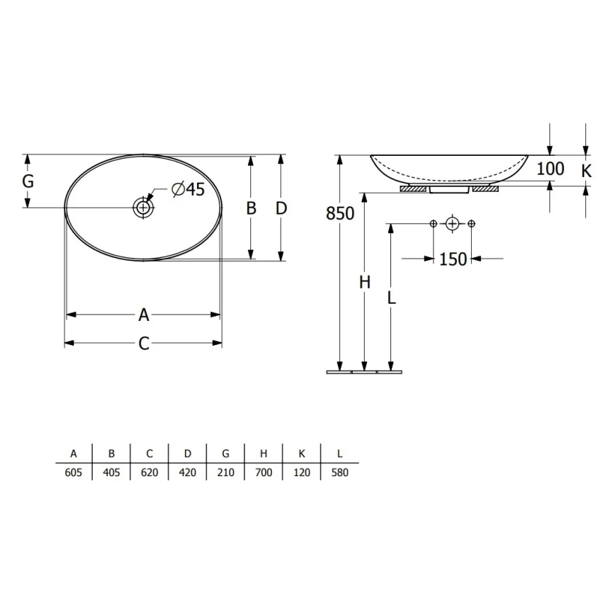 Villeroy & Boch 4A480001 - Umývadlo na dosku LOOP&FRIENDS 62x42 cm keramika/biela