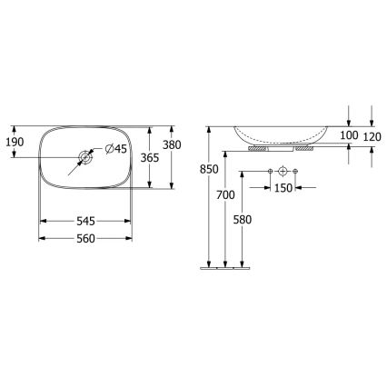 Villeroy & Boch 4A490001 - Umývadlo na dosku LOOP&FRIENDS 56x38 cm keramika/biela