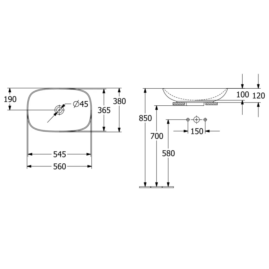 Villeroy & Boch 4A490001 - Umývadlo na dosku LOOP&FRIENDS 56x38 cm keramika/biela