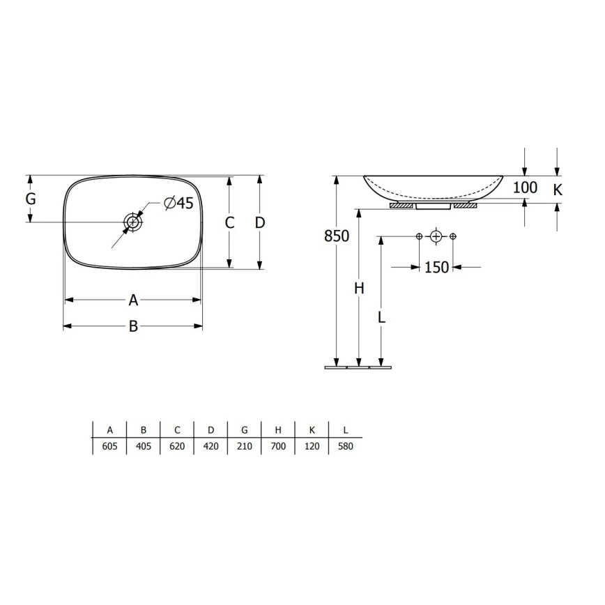 Villeroy & Boch 4A500001 - Umývadlo na dosku LOOP&FRIENDS 62x42 cm keramika/biela