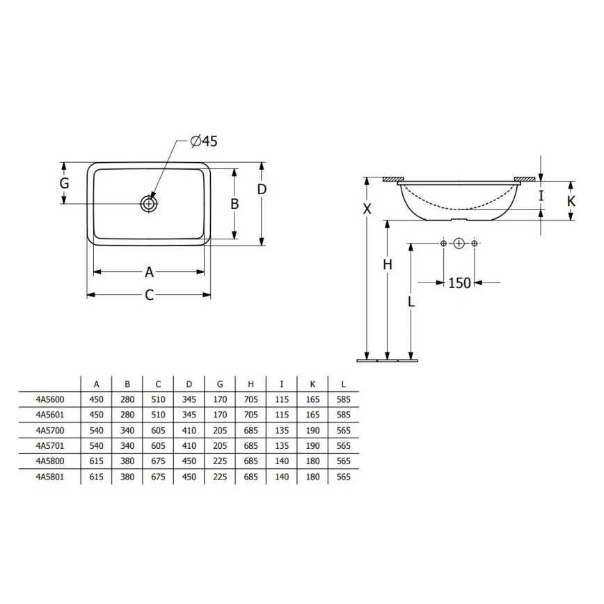 Villeroy & Boch 4A5601R1 - Zapustené umývadlo LOOP&FRIENDS 45x28 cm keramika/biela