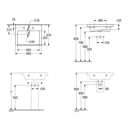 Villeroy & Boch 4A706001 - Závesné umývadlo SUBWAY 3.0 60x47 cm keramika/biela