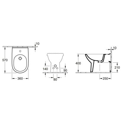 Villeroy & Boch 54610001 - Voľne stojací bidet O.NOVO 57x36 cm keramika/biela