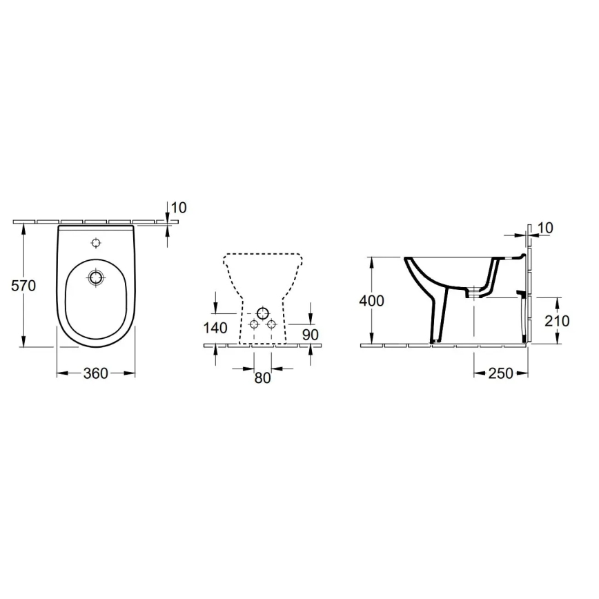 Villeroy & Boch 54610001 - Voľne stojací bidet O.NOVO 57x36 cm keramika/biela
