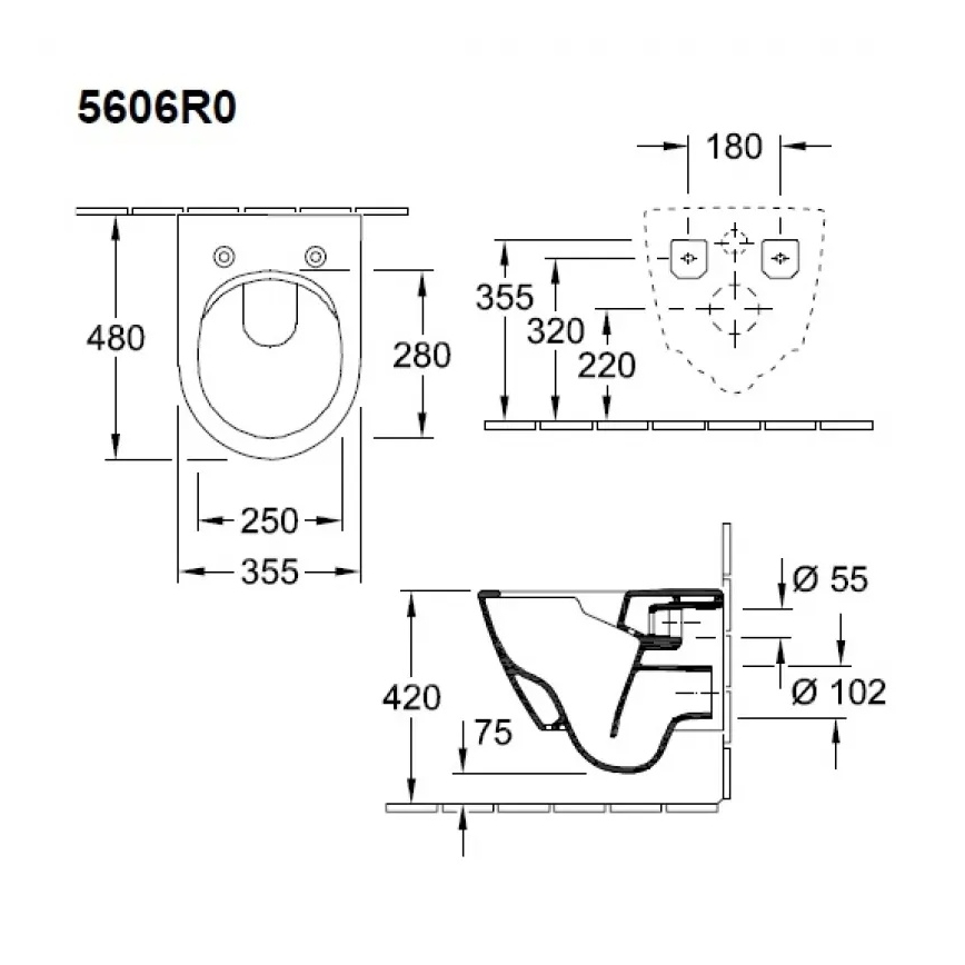 Villeroy & Boch 5606R0R1 - Závesné WC SUBWAY 2.0 keramika/biela