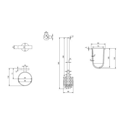 Villeroy & Boch TVA15101600061 - Nástenná WC kefa ELEMENTS sklo/lesklý chróm