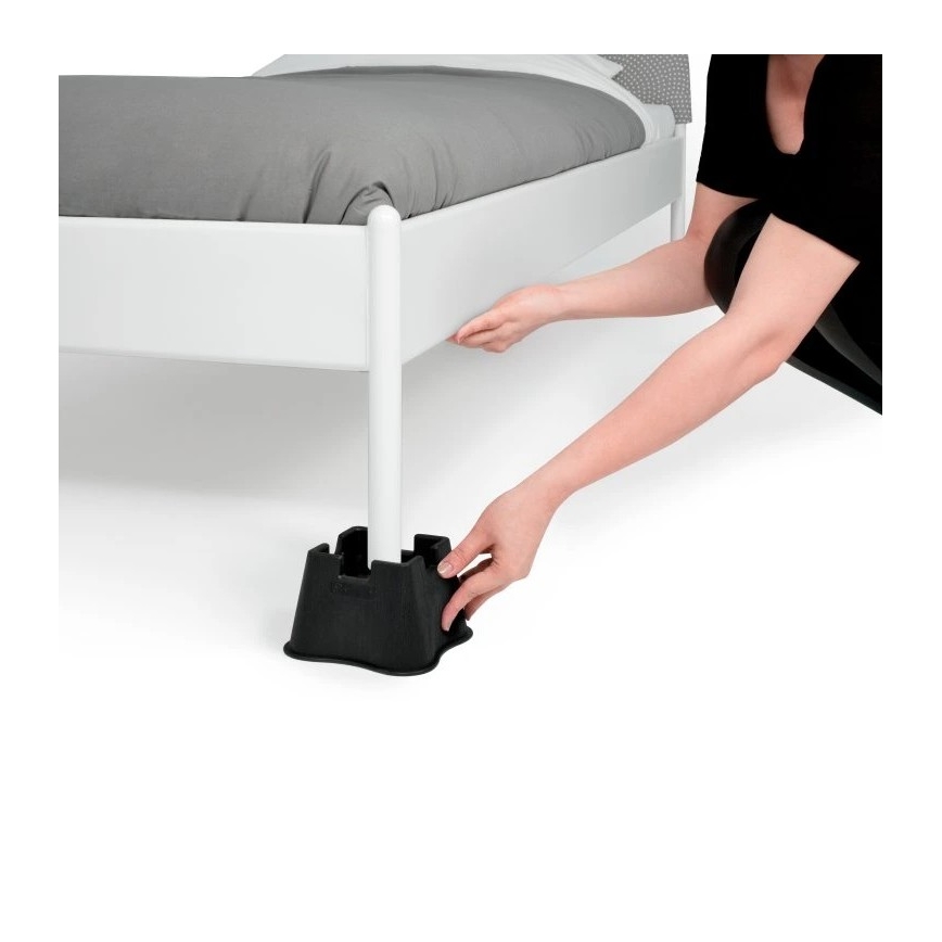 Vitility - SADA 4x nástavcov na zvýšenie postele 7 cm čierne
