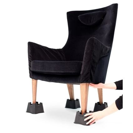 Vitility - SADA 4x nástavcov na zvýšenie postele 7 cm čierne