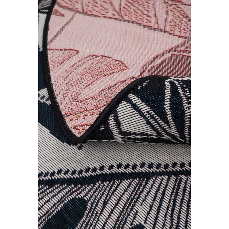 Vonkajší koberec JUNGLE 135 cm čierna/biela, listový vzor