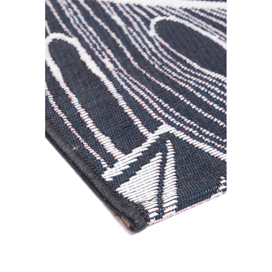 Vonkajší koberec JUNGLE 160x220 cm čierno-biely s listovým vzorom