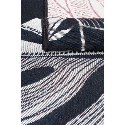 Vonkajší koberec JUNGLE 160x220 cm čierno-biely s listovým vzorom