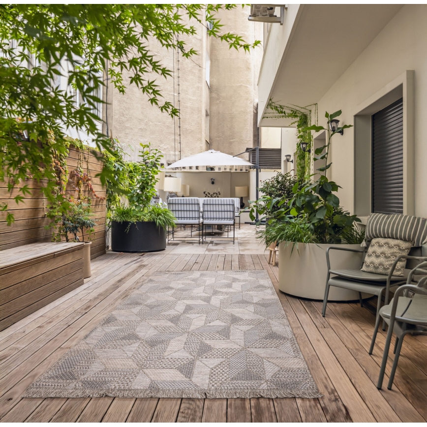 Vonkajší koberec ORIA 70x140 cm sivá/béžová