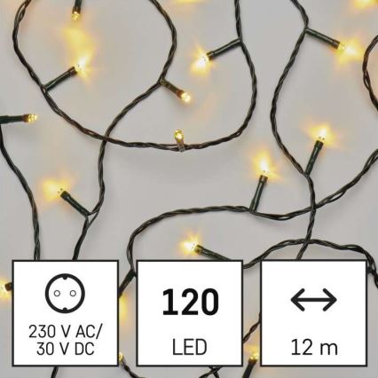 Vonkajší LED svetelný reťazec 120× LED / 8 režimov, 17 m, IP44, teplá biela