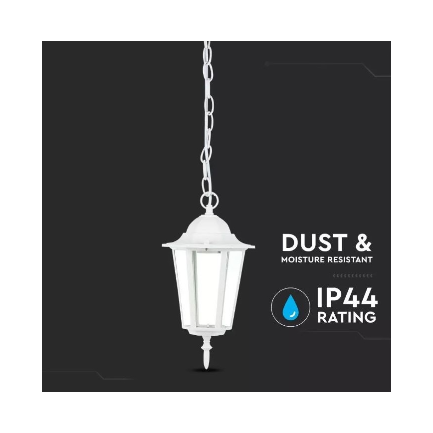 Vonkajší luster na reťazi 1xE27/40W/230V IP44 biela