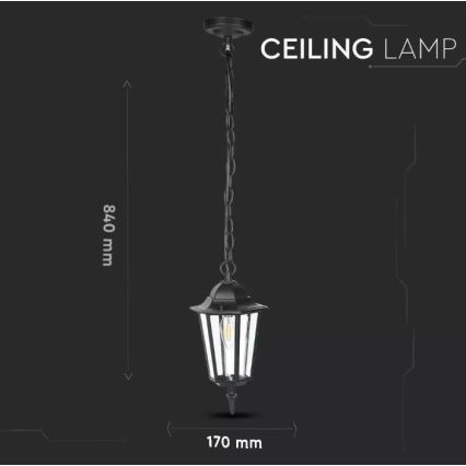 Vonkajší luster na reťazi 1xE27/40W/230V IP44 čierna