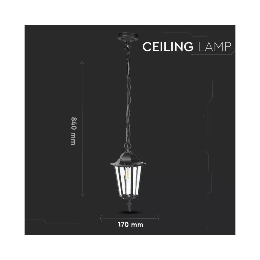 Vonkajší luster na reťazi 1xE27/40W/230V IP44 čierna