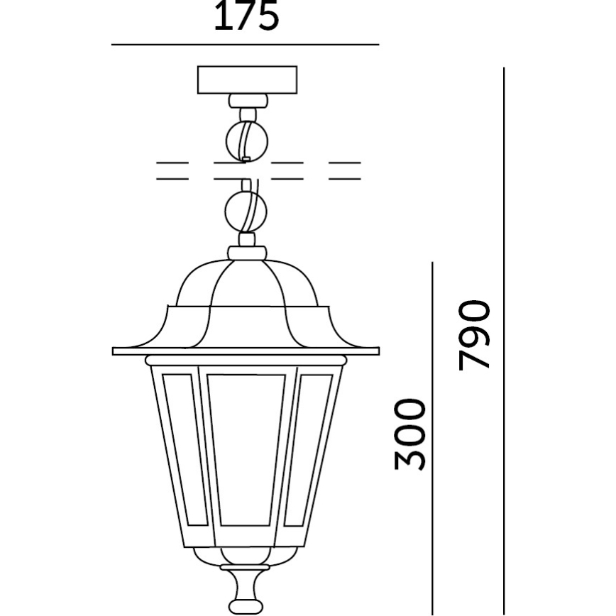 Vonkajší luster na reťazi 1xE27/60W/230V čierna