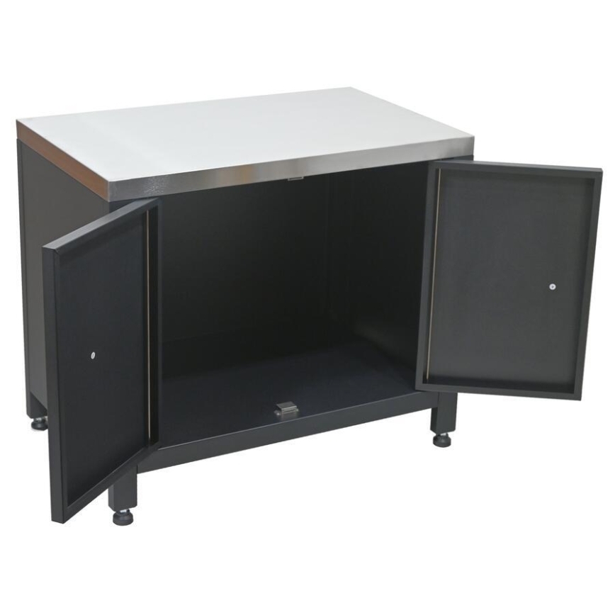 Vonkajší modul – skrinka pod gril 80x47x69 cm, čierna/nerezová oceľ