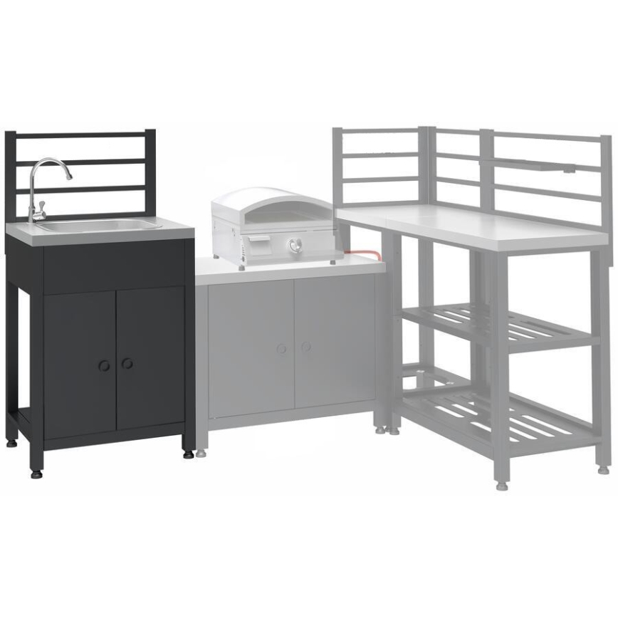 Vonkajší modul stôl s drezom 60x47x123 cm čierny/nerez