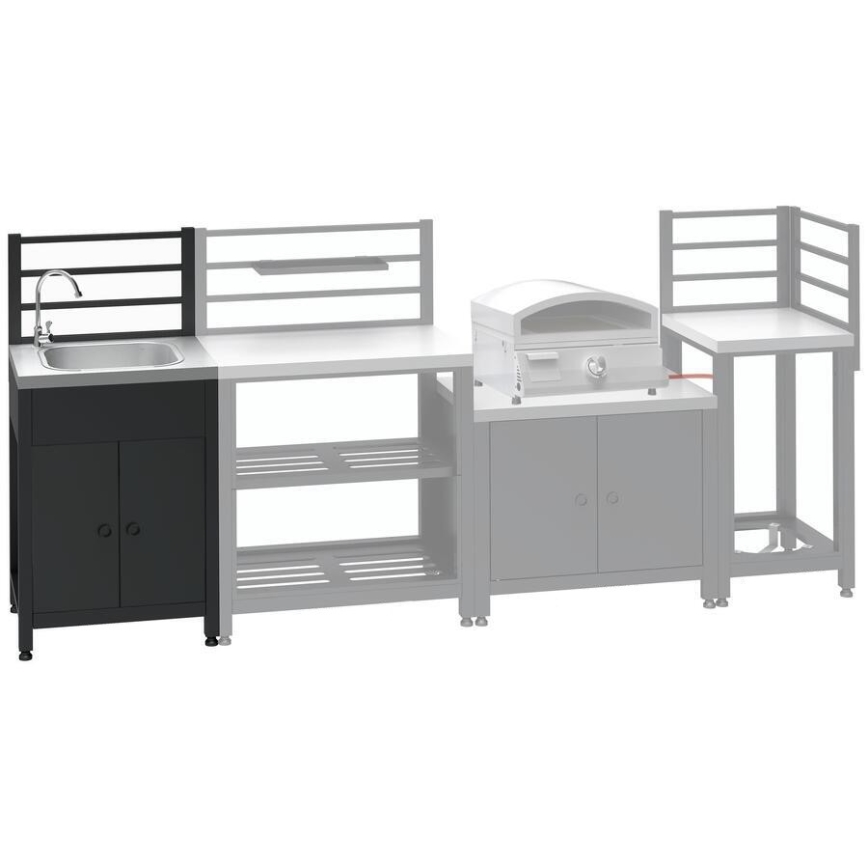 Vonkajší modul stôl s drezom 60x47x123 cm čierny/nerez