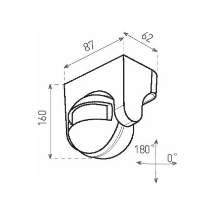 Vonkajší PIR pohybový senzor 1200W/230V IP44 čierny
