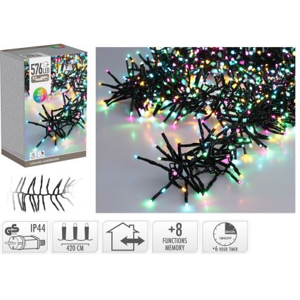 Vonkajší vianočný LED reťaz 576xLED/230V/8 funkcií 7,2 m IP44 viacfarebná