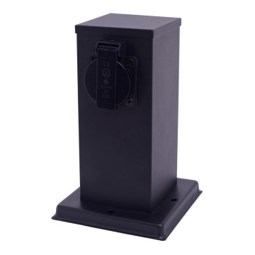 Vonkajší zásuvkový stĺpik 1Z SCHUKO 230V IP44 20 cm čierna