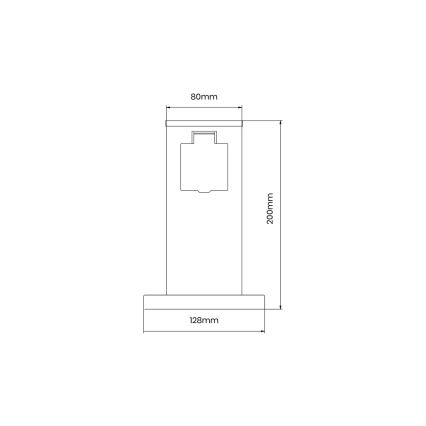 Vonkajší zásuvkový stĺpik 1Z SCHUKO 230V IP44 20 cm čierna