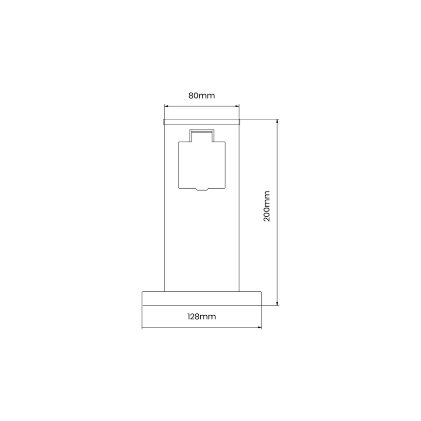 Vonkajší zásuvkový stĺpik 1Z SCHUKO 230V IP44 20 cm čierna