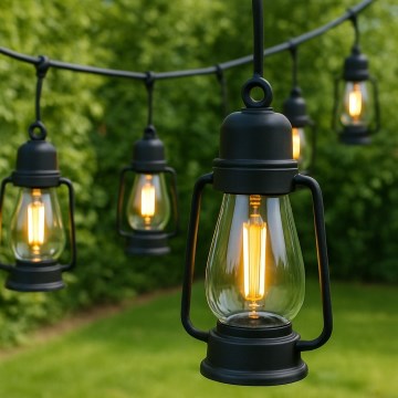 Vonkajšia dekoračná reťaz GIRLANDA 20xLED 20m IP44 teplá biela