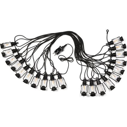 Vonkajšia dekoratívna reťaz GIRLANDA 20xLED 20m IP44 teplá biela