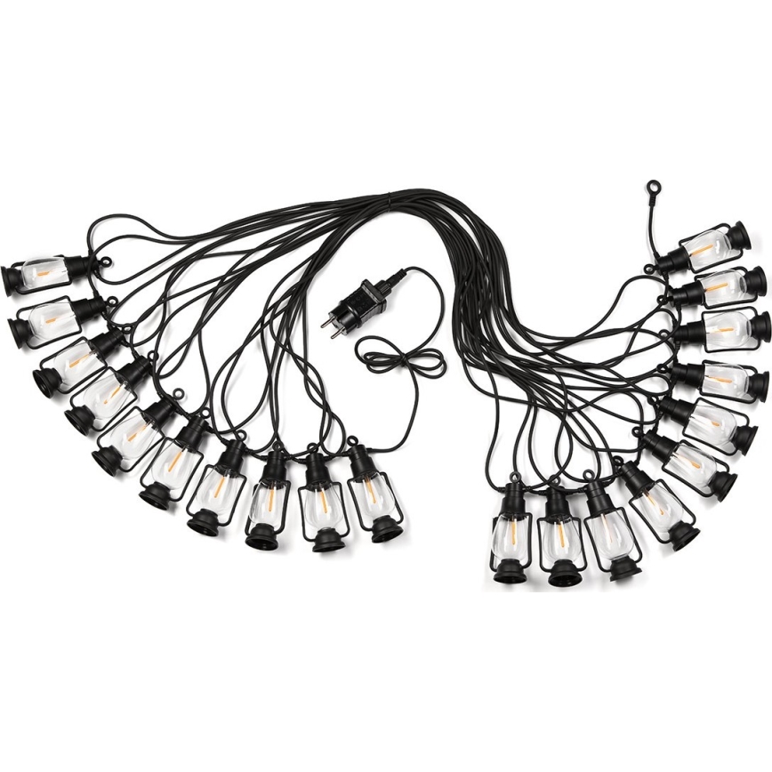 Vonkajšia dekoratívna reťaz GIRLANDA 20xLED 20m IP44 teplá biela