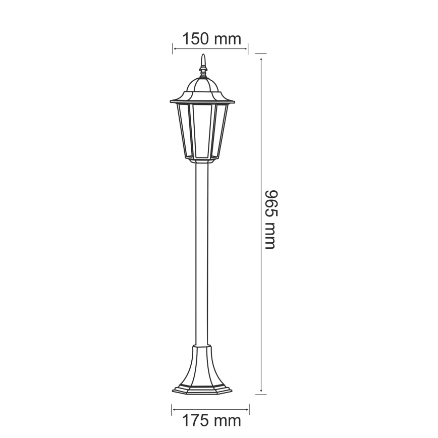 Vonkajšia lampa 1xE27/20W/230V IP43 96,5 cm čierna