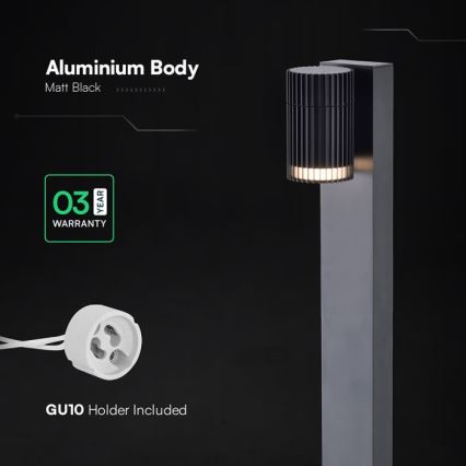 Vonkajšia lampa 1xGU10/10W/230V IP44 80 cm čierna