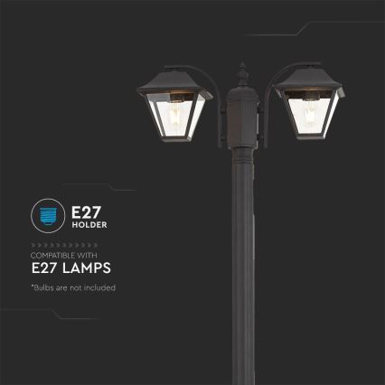 Vonkajšia lampa 2xE27/60W/230V IP44 232 cm čierna