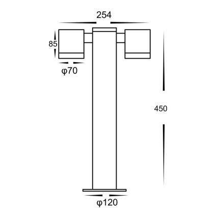 Vonkajšia lampa KETTO 2xGU10/60W/230V IP44 čierna