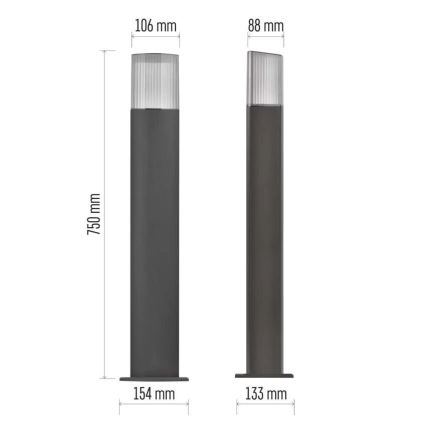 Vonkajšia lampa LANA 1xE27/25W/230V IP54 75 cm