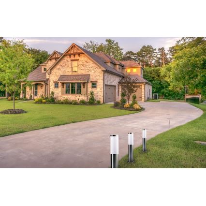 Vonkajšia lampa LIVIA 1xE27/10W/230V 45 cm IP44 strieborná