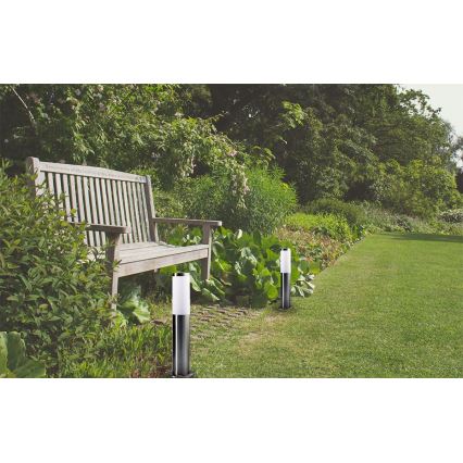 Vonkajšia lampa LIVIA 1xE27/10W/230V 45 cm IP44 strieborná