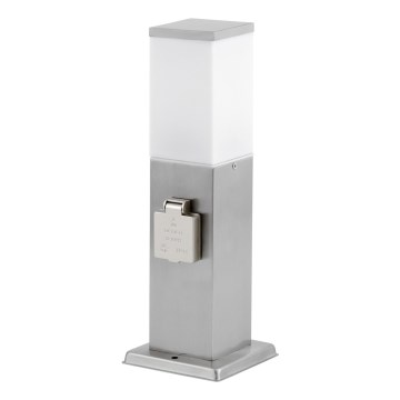 Vonkajšia lampa s 2 zásuvkami SCHUKO 1xE27/20W/230V matný chróm IP44