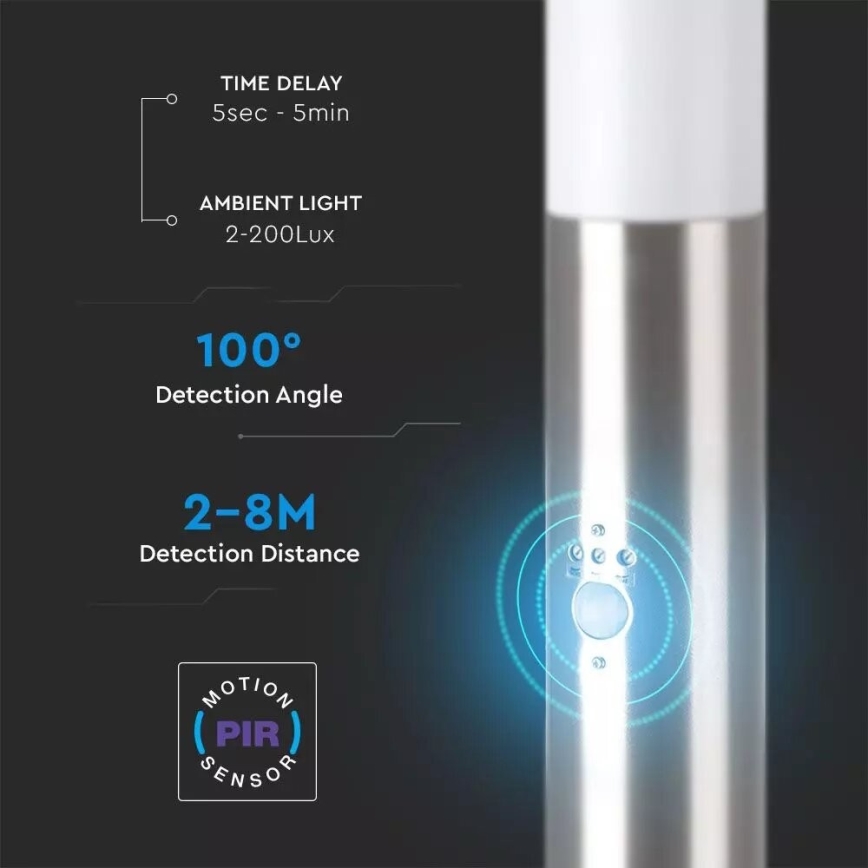 Vonkajšia lampa so senzorom 1xE27/60W/230V IP44 110cm matný chróm