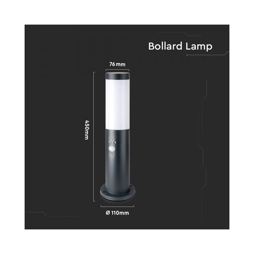 Vonkajšia lampa so senzorom 1xE27/60W/230V IP44 45cm antracit
