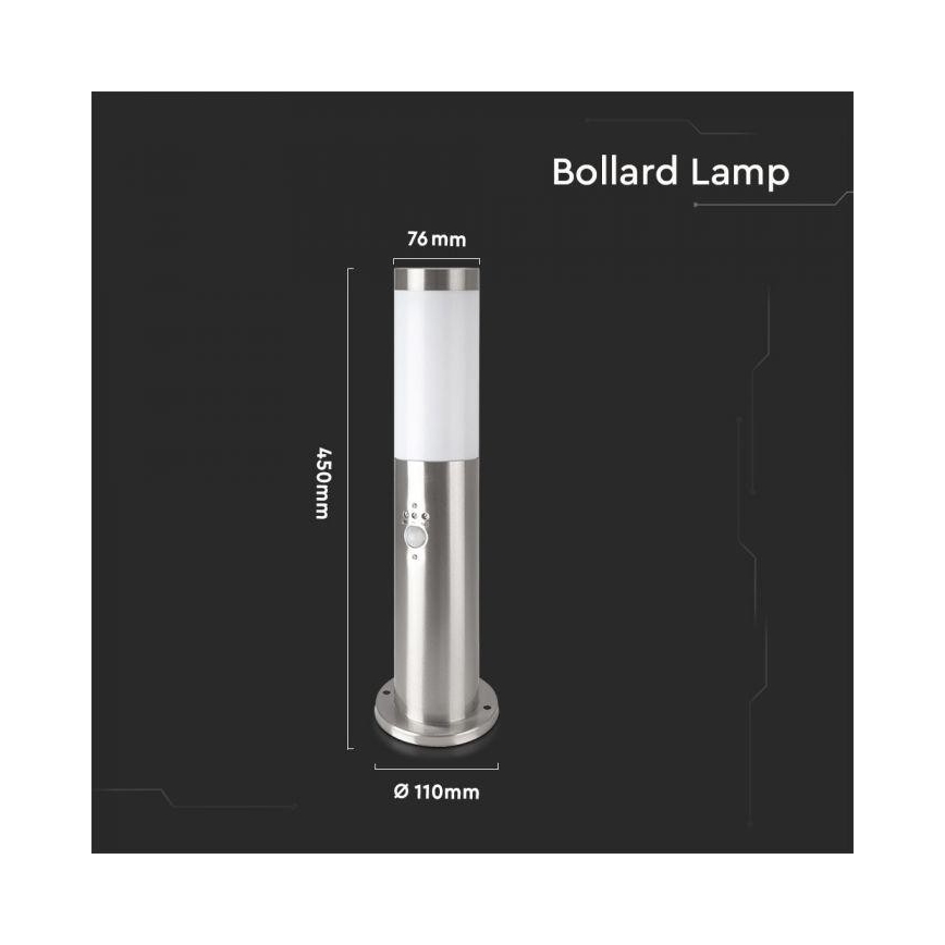 Vonkajšia lampa so senzorom 1xE27/60W/230V IP44 45cm matný chróm