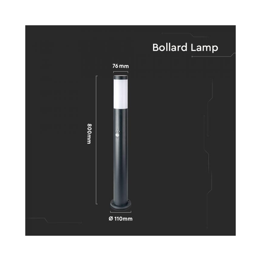 Vonkajšia lampa so senzorom 1xE27/60W/230V IP44 80cm antracit