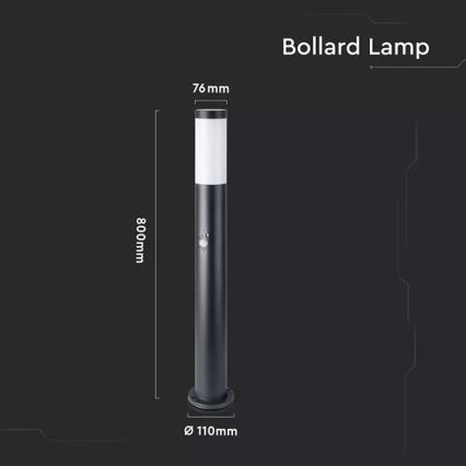 Vonkajšia lampa so senzorom 1xE27/60W/230V IP44 80cm čierna