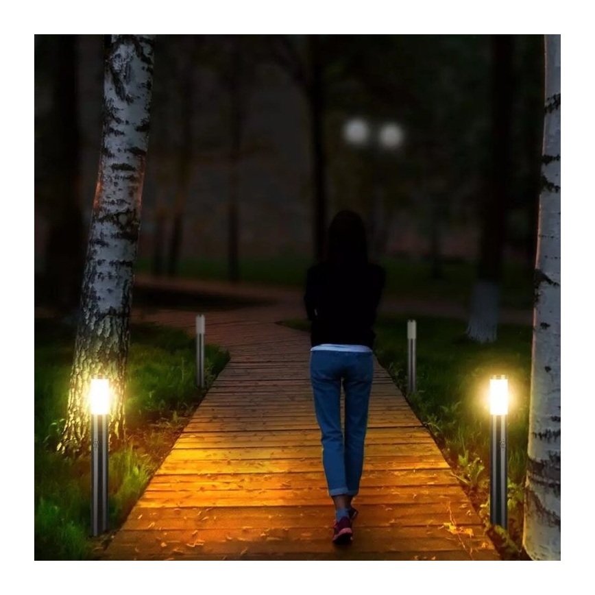 Vonkajšia lampa so senzorom 1xE27/60W/230V IP44 80cm matný chróm