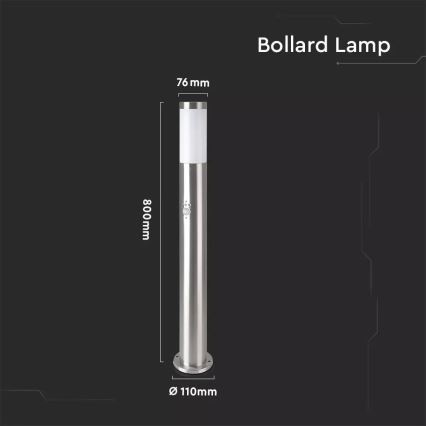 Vonkajšia lampa so senzorom 1xE27/60W/230V IP44 80cm matný chróm