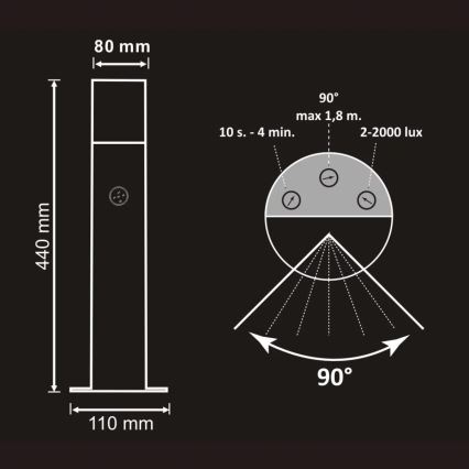 Vonkajšia lampa so senzorom DALLAS 1xE27/12W/230V IP44 antracit