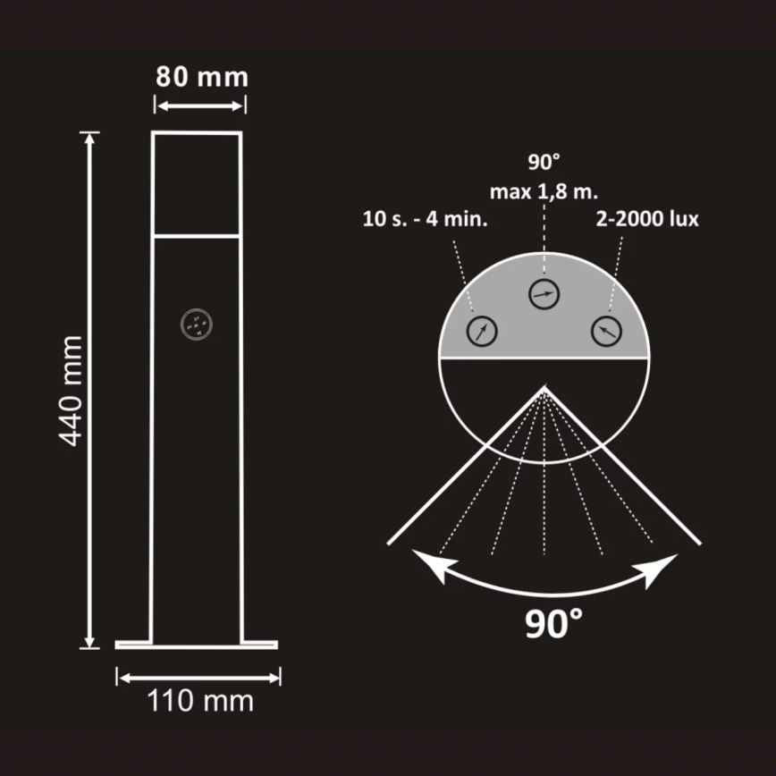 Vonkajšia lampa so senzorom DALLAS 1xE27/12W/230V IP44 antracit
