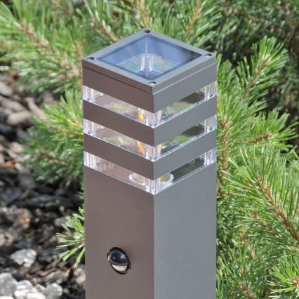 Vonkajšia lampa so senzorom TEKSAS 1xE27/12W/230V IP44 74 cm grafit